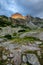 Sunlit peak in Rila mountain, Bulgaria