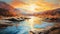 Sunlit River: A Naturalistic Landscape Painting With Golden Light