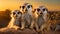 Sunlit Serenity: Meerkat Family in Nature