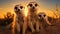 Sunlit Serenity: Meerkat Family in Nature