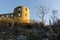 Sunlit tower by Borgholm Castle in Sweden