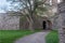 Sunlit tower by Borgholm Castle in Sweden in spring season