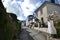 Sunlit traditional British colourful houses in spring