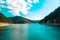 Sunnet Lake, clean green water and blue sky, Mountain Forests, Bolu, Turkey