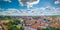 Sunny Aerial Vilnius Old Town aerial view scene, capital of Lithuania