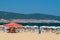 SUNNY BEACH, BULGARIA - 2 SEP 2018: A massage tent at beach in Sunny Beach, a resort on Bulgaria s Black Sea coast known for its