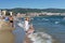 SUNNY BEACH, BULGARIA - September 12, 2017:Resort Sunny Beach Bulgaria view of the beach in summer.