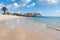 Sunny beach in, costa Teguise, Lanzarote, Canary Islands, Spain