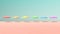 Sunny Beach with Pastel Pink Sand Turquoise Blue Ocean Sky and Rainbow Pride LGBTQ Parasol Umbrella Serene Tranquillity