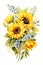 Sunny Blooms: A Vibrant Bouquet of Sunflowers and Blue Shading i