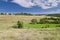 Sunny Blue Sky, Meadow and hills