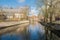 Sunny Bruges Canal in Late Autumn.