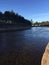 Sunny and clear day on the Calm Quiet River with the beautifull morning with some rocks