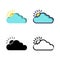 Sunny Cloud Icon Set Logo Winter Holidays