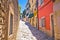 Sunny colorful stone street of ancient Pula view