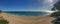 Sunny costa dorada panorama. Beautiful sea bay under clear blue sky. Spain
