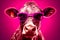 Sunny Cow: A Chic Bovine Soaking up the Pink Vibes