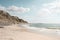 Sunny day on the beach in northern jutland, steep cliff Bovbjerg in a background