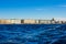 Sunny day and blue sky and river. Russia Saint Petersburg Neva river