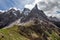 Sunny day in early summer, Cimon della Pala, aka. The Matterhorn of the Dolomites, famous peak in Pale di San Martino area