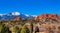 Sunny day at Garden of the Gods with Pikes Peak and Kissing Camels