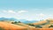 Sunny Day On La Route Des Cretes: Minimalistic Vector Art Of A Serene Hill