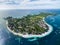 Sunny Day in Malapascua Island in Visayan Sea, One of Cebu Island. Sea water and Boats. Bounty Beach