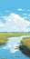 Sunny Day Marsh Illustration With Nature-inspired Imagery