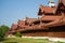 A sunny day at the pavilions of the royal palace. Mandalay, Burma