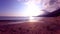 sunny day at the sea, sandy beach, summer warm evening, dawn, bright sun, video timelapse