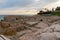 Sunny day in Tarragona Amphitheatre in Spain - A UNESCO World Heritage Site in summer