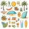 Sunny Delights: Whimsical Summer Icons on White