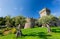 Sunny exterior view of the Castello di Amorosa winery