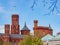 Sunny exterior view of the Smithsonian Castle