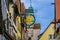 Sunny face hotel sign in the colorful and medieval town of Rothenburg, Germany