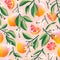 Sunny grapefruits summer pattern illustration