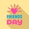 Sunny heart friends day logo, flat style