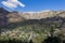 Sunny high angle view of the Ouray town