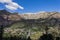 Sunny high angle view of the Ouray town