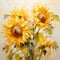 Sunny Impressionism: Delicate Sunflower Painting With Rich Yellow Tones
