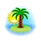 Sunny island icon on white vector