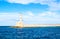 Sunny lighthouse in Mediterranean sea, Crete