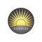 Sunny logo. Badge with sun. Sunrise icon.