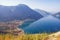 Sunny Mediterranean landscape.  Montenegro. View of  Bay of Kotor  and Risan town from a mountain slope