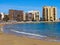 Sunny Mediterranean popular beach Torrevieja, Valencia, Spain