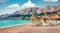 Sunny morning scene of Baska Beach. Amazing summer seascape of Adriatic sea, Baska town location, Krk island, Kvarner bay archipel