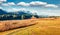 Sunny morning scene of Wagenbruchsee Geroldsee lake with Zugspitze mountain range on background. Beautiful autumn view of Bavari