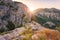 Sunny mountain landscape, Dinara mountains near Omis, Dalmatia, Croatia