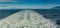 Sunny panorama of turbulent ship`s wake through Stephen`s Passage, Alaska, USA