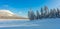 Sunny Panoramic Landscape of Northern Winter Nature